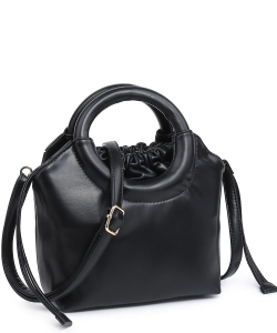 Faux Leather Round Handle Shoulder Bag BC4095 BLACK